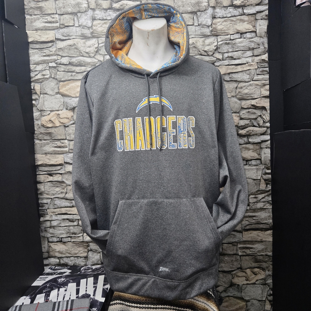 NFL Chargers Gray Hoodie with Blue and Yellow Accents